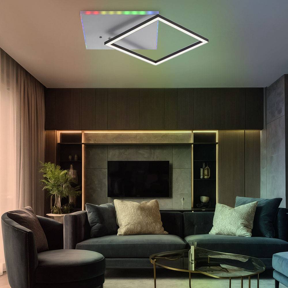 Deckenleuchte dimmbar Wohnzimmerlampe Regenbogen Nachtlicht Deckenlampe Fernbedienung LED, Memory, 1x LED 31W 2200lm 2700-5000 Kelvin, LxBxH