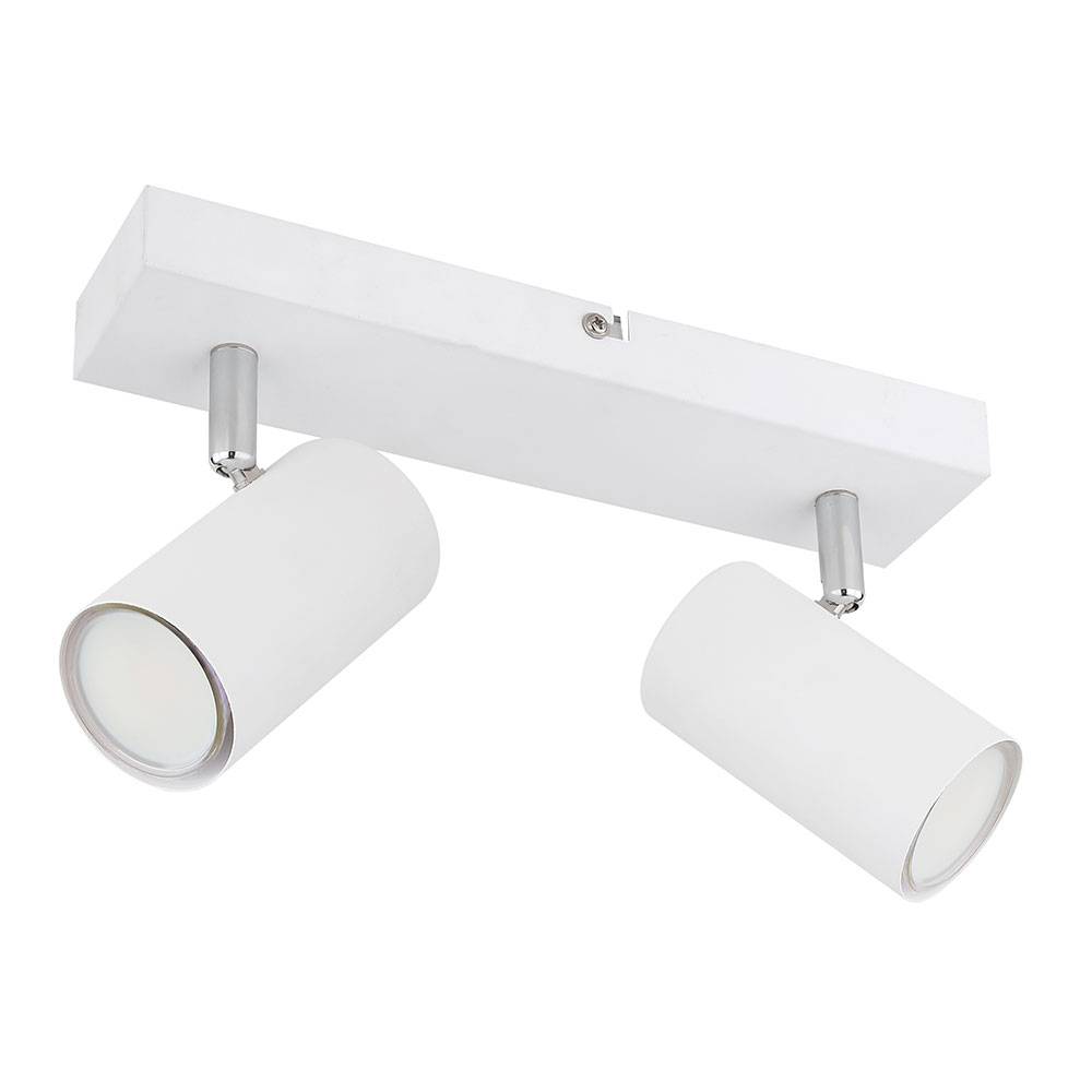 Deckenleuchte Spot 2 flammig Deckenstrahler weiß Deckenlampe Wohnzimmer mit schwenkbaren Strahlern, Metall, 2x GU10, LxBxH 26x6x12