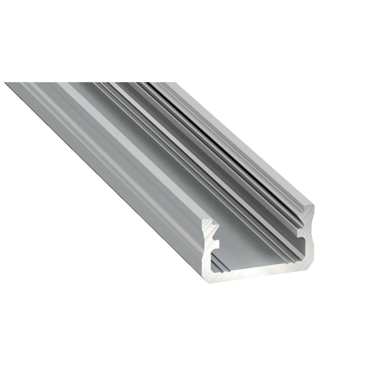 LED Aluminium Profil Leiste Silber | Typ A | Mit Endkappe und Montagehalterung | Milchig Abdeckung | 1m