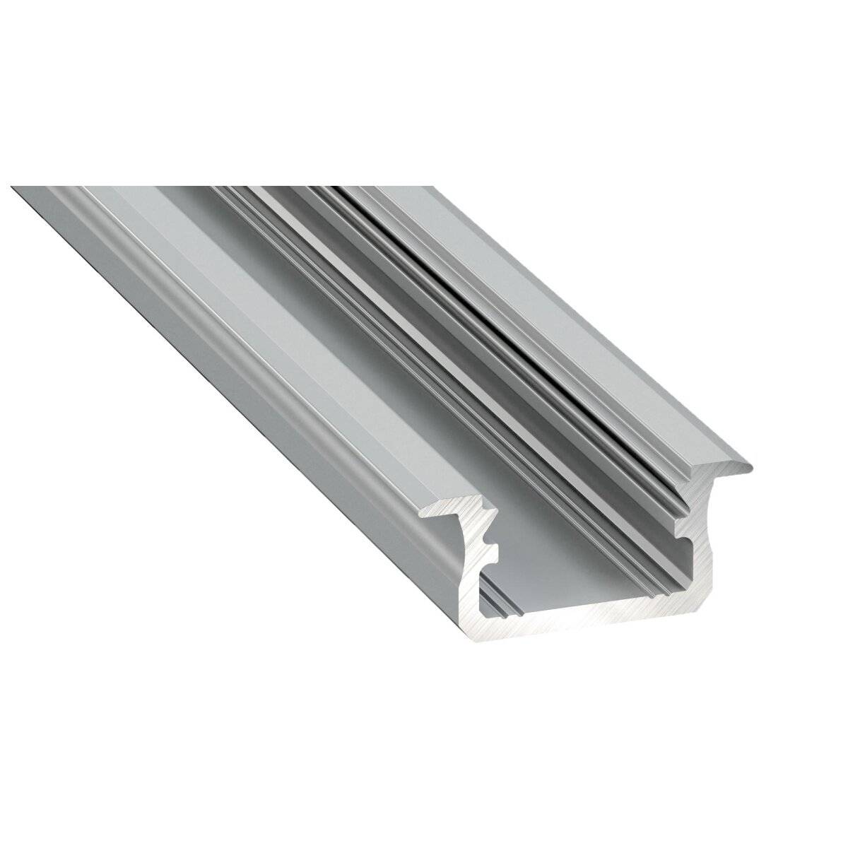 LED Aluminium Profil Leiste Silber | Typ B Vielseitig einsetzbar | Mit Endkappe | Gefroren Abdeckung | 1m