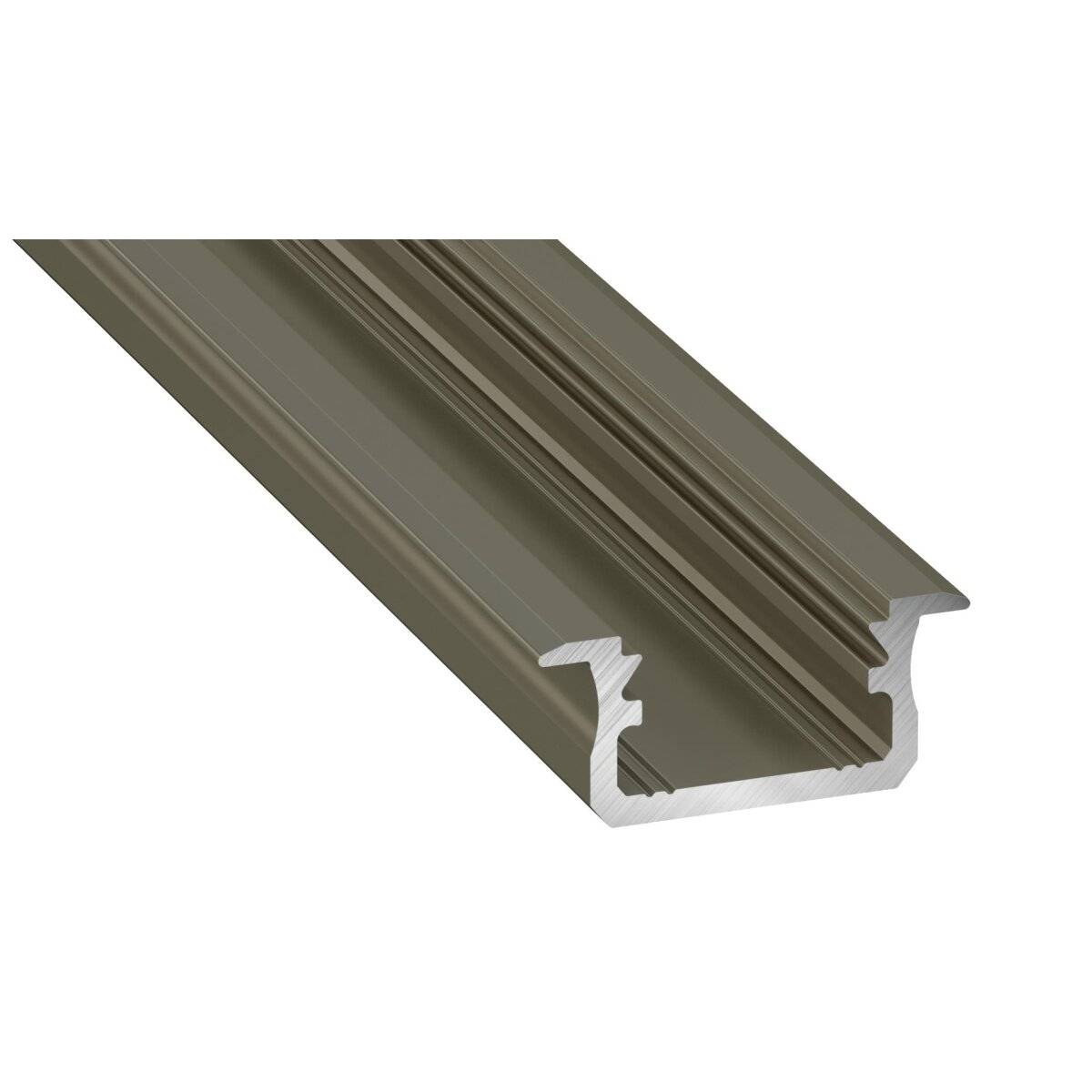 LED Aluminium Profil Leiste Inox | Typ B Vielseitig einsetzbar | Mit Endkappe | Schwarz Abdeckung | 1m