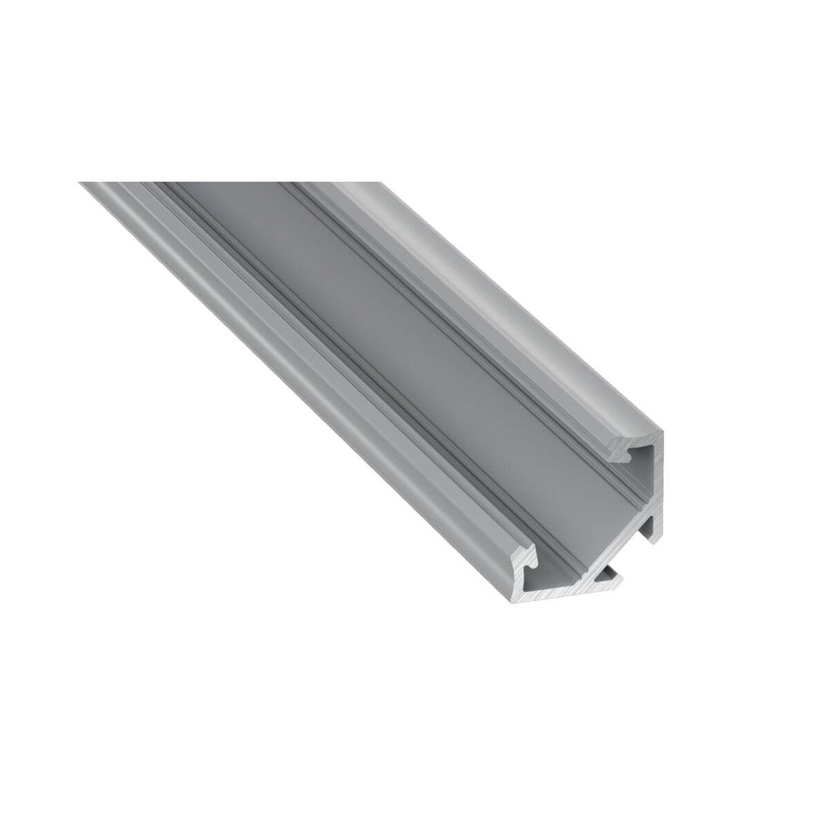 LED Aluminium Profil Leiste Silber | Typ C Neigungswinkel 45° | Mit Endkappe und Halterung | Milchig Abdeckung | 1m