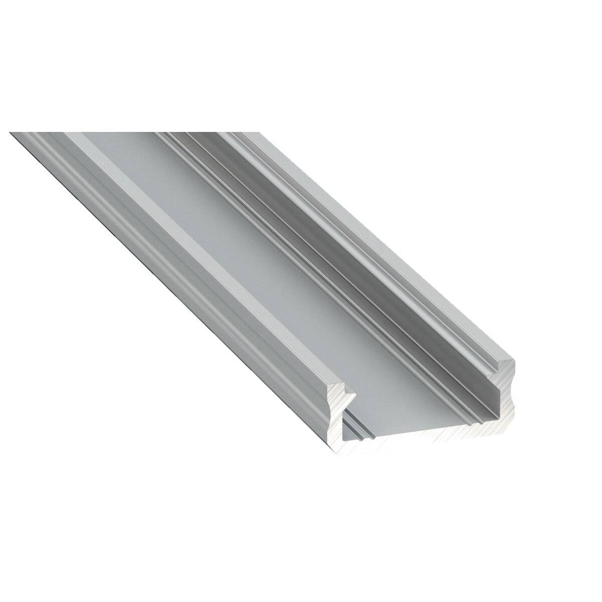 LED Aluminium Profil Leiste Silber | Typ D | Mit Endkappe und Montagehalterung | Milchig Abdeckung | 1m