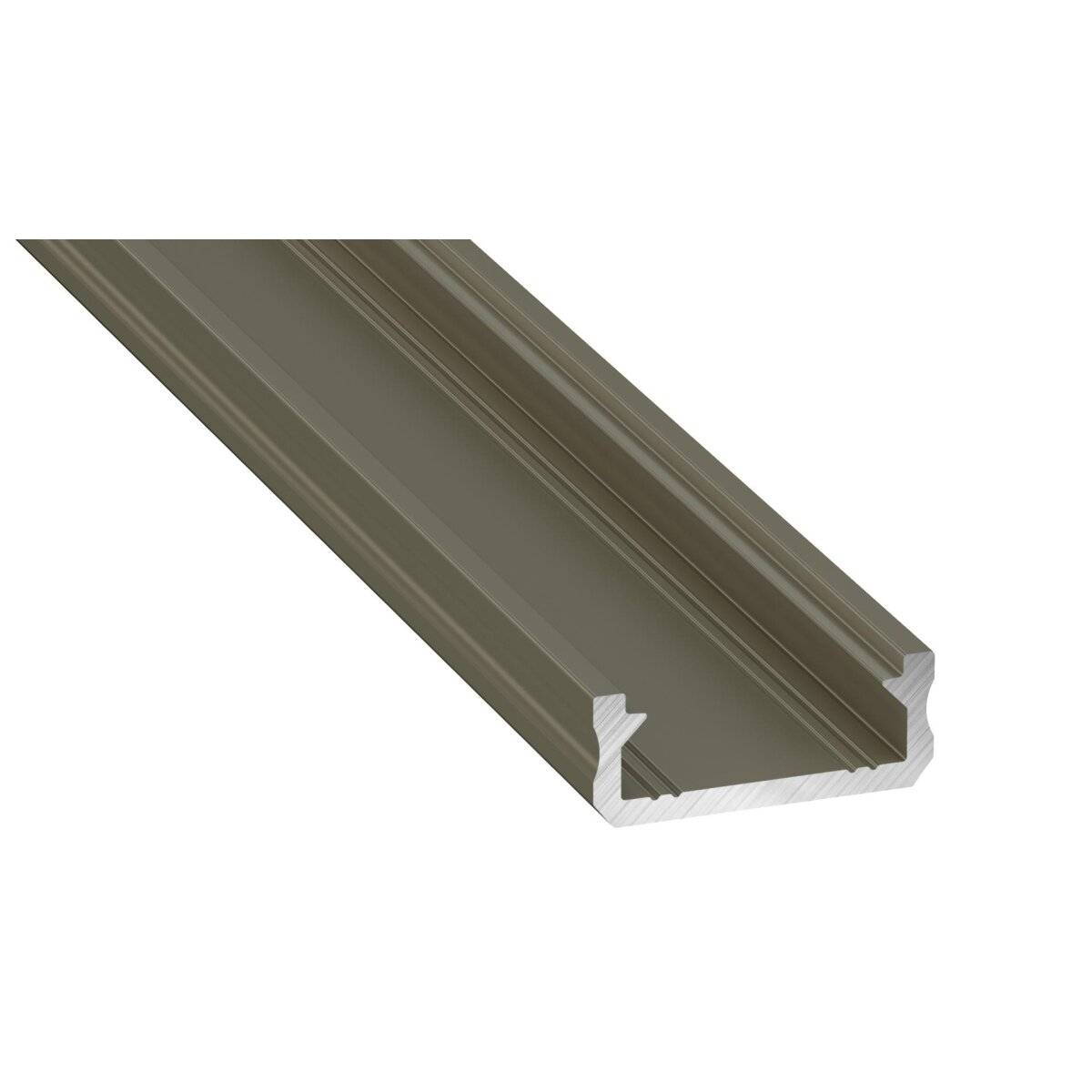 LED Aluminium Profil Leiste Inox | Typ D | Mit Endkappe und Montagehalterung | Gefroren Abdeckung | 1m