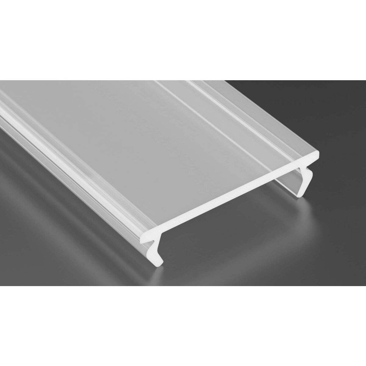 LED Aluminium Profil Leiste Silber | Typ H | Mit Endkappe und Montagehalterung | Transparent Abdeckung | 1m