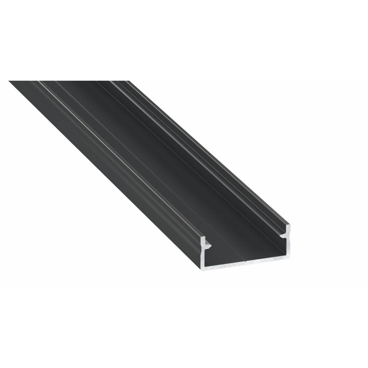 LED Aluminium Profil Leiste Schwarz | Typ H | Mit Endkappe und Montagehalterung | Schwarz Abdeckung | 1m