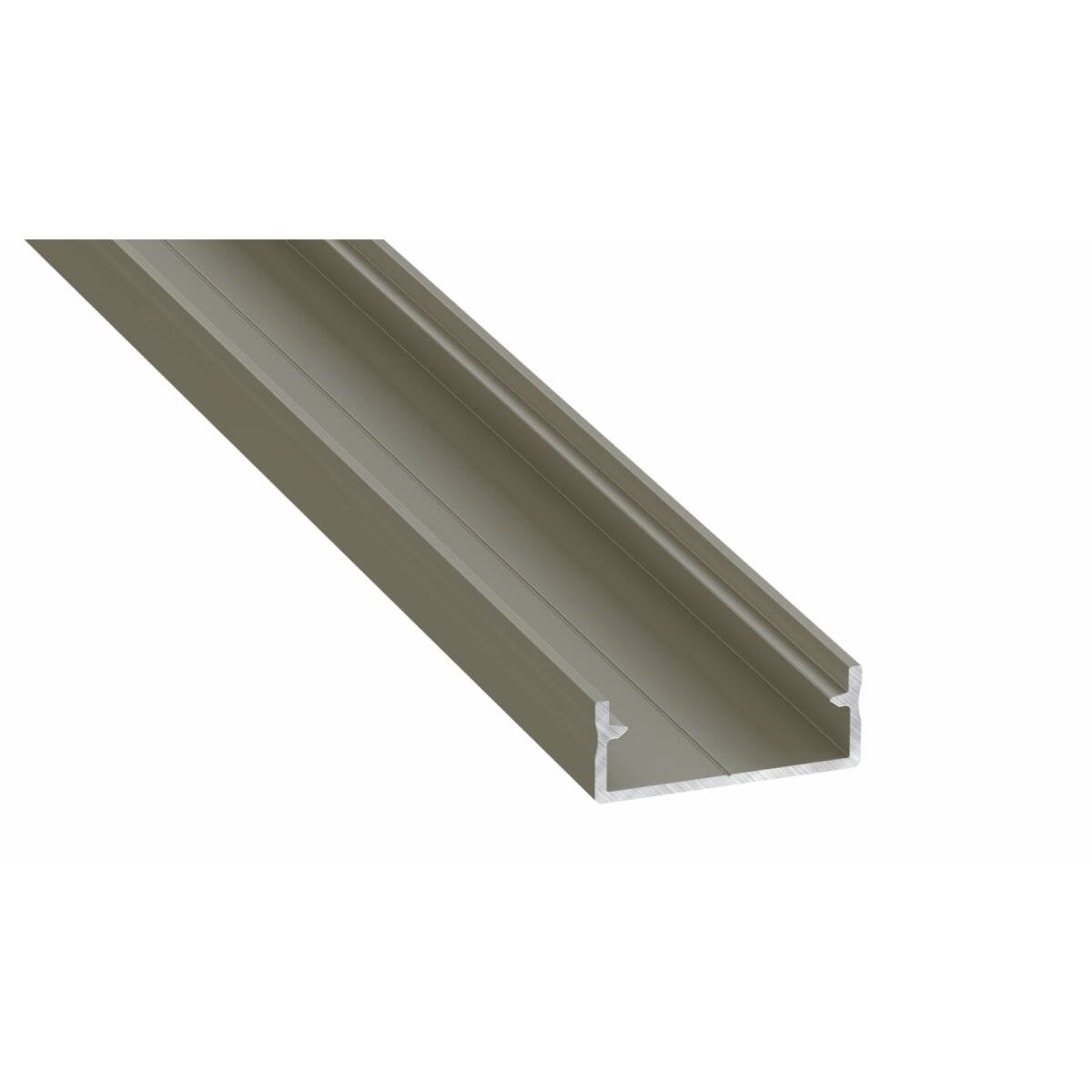 LED Aluminium Profil Leiste Inox | Typ H | Mit Endkappe und Montagehalterung | Transparent Abdeckung | 1m