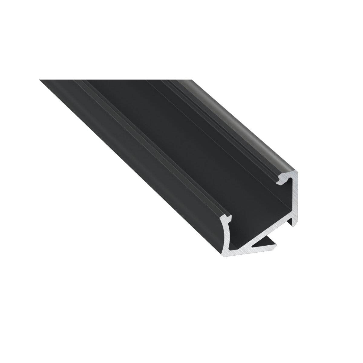 LED Aluminium Profil Leiste Schwarz | Typ X | Mit Endkappe und Montagehalterung | Schwarz Abdeckung | 1m