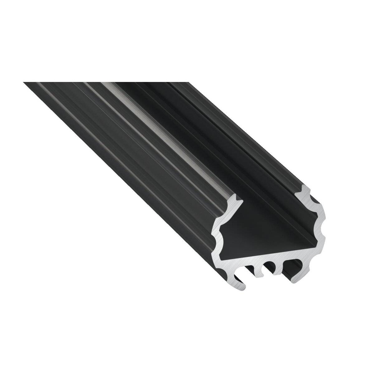 LED Aluminium Profil Leiste Schwarz | Typ Y | Mit Endkappe und Montagehalterung | Transparent Abdeckung | 1m