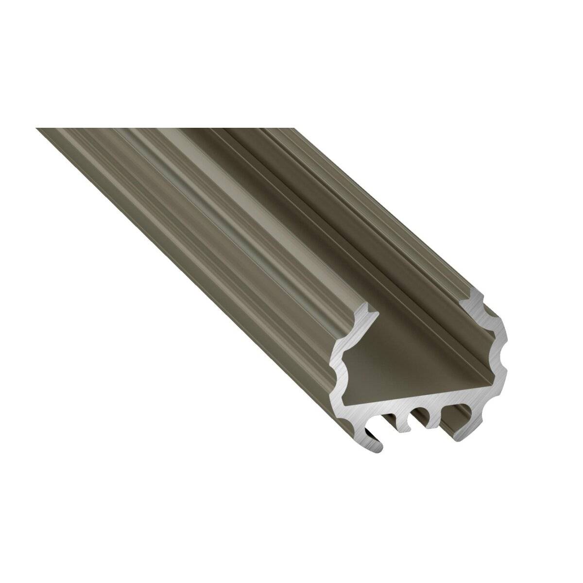 LED Aluminium Profil Leiste Inox | Typ Y | Mit Endkappe und Montagehalterung | Transparent Abdeckung | 1m