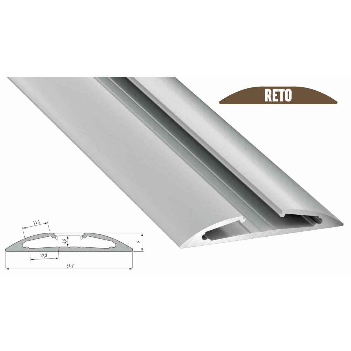 LED Aluminium Profil Leiste Weiß | Typ Z Vielseitig einsetzbar | Mit Endkappe | Milchig Abdeckung | 1m