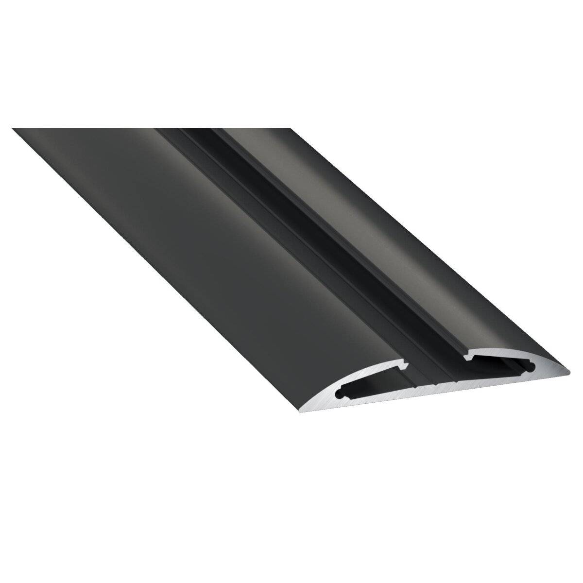 LED Aluminium Profil Leiste Schwarz | Typ Z Vielseitig einsetzbar | Mit Endkappe | Schwarz Abdeckung | 1m
