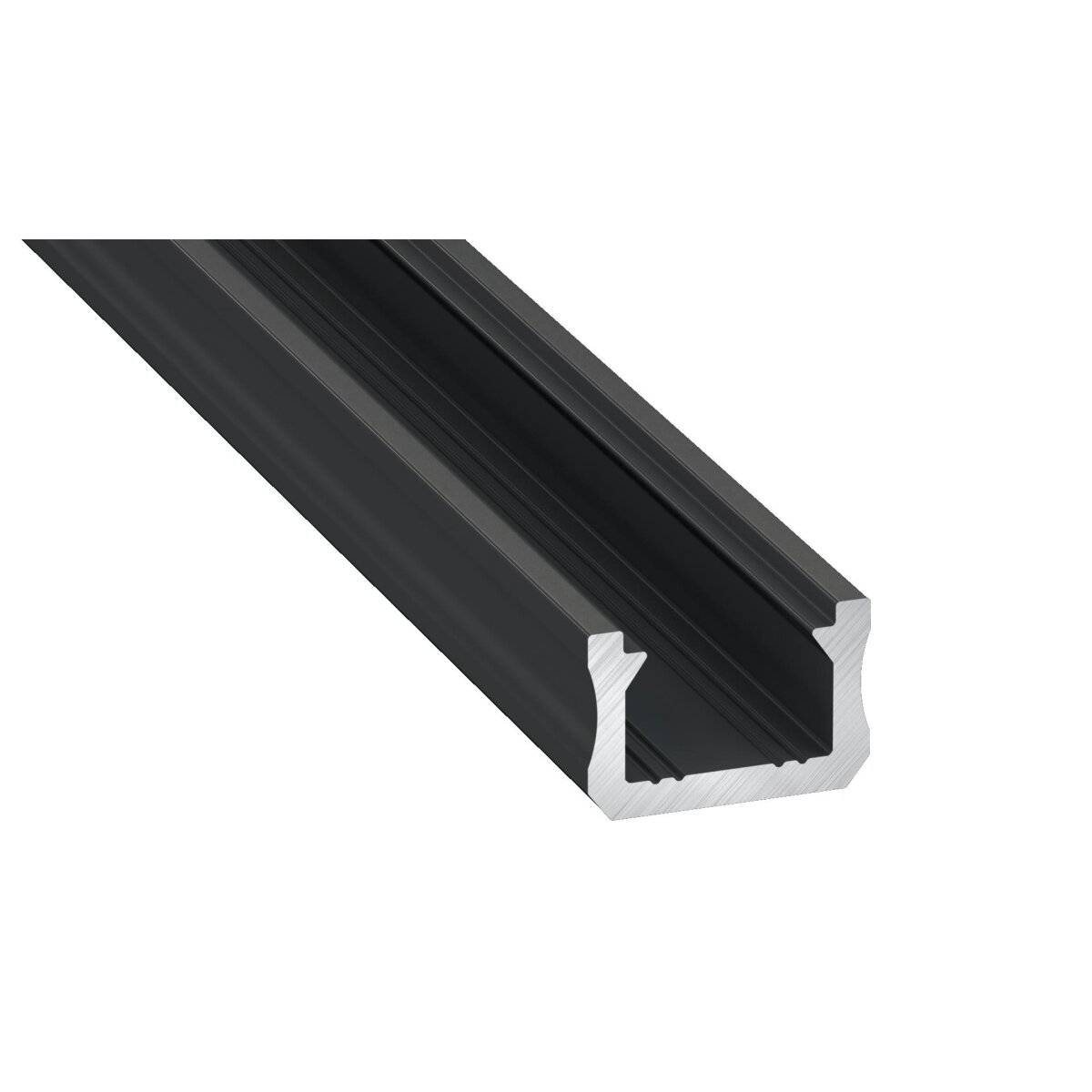 LED Aluminium Profil Leiste Schwarz | Typ MICO | Mit Endkappe und Montagehalterung | Schwarz Abdeckung | 1m