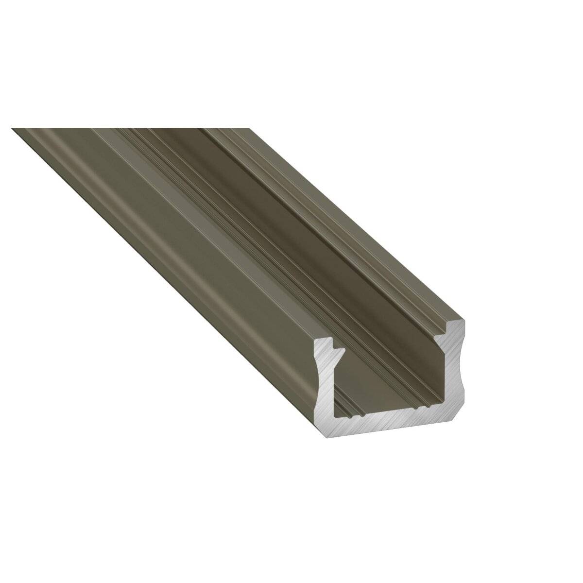 LED Aluminium Profil Leiste Inox | Typ MICO | Mit Endkappe und Montagehalterung | Schwarz Abdeckung | 1m