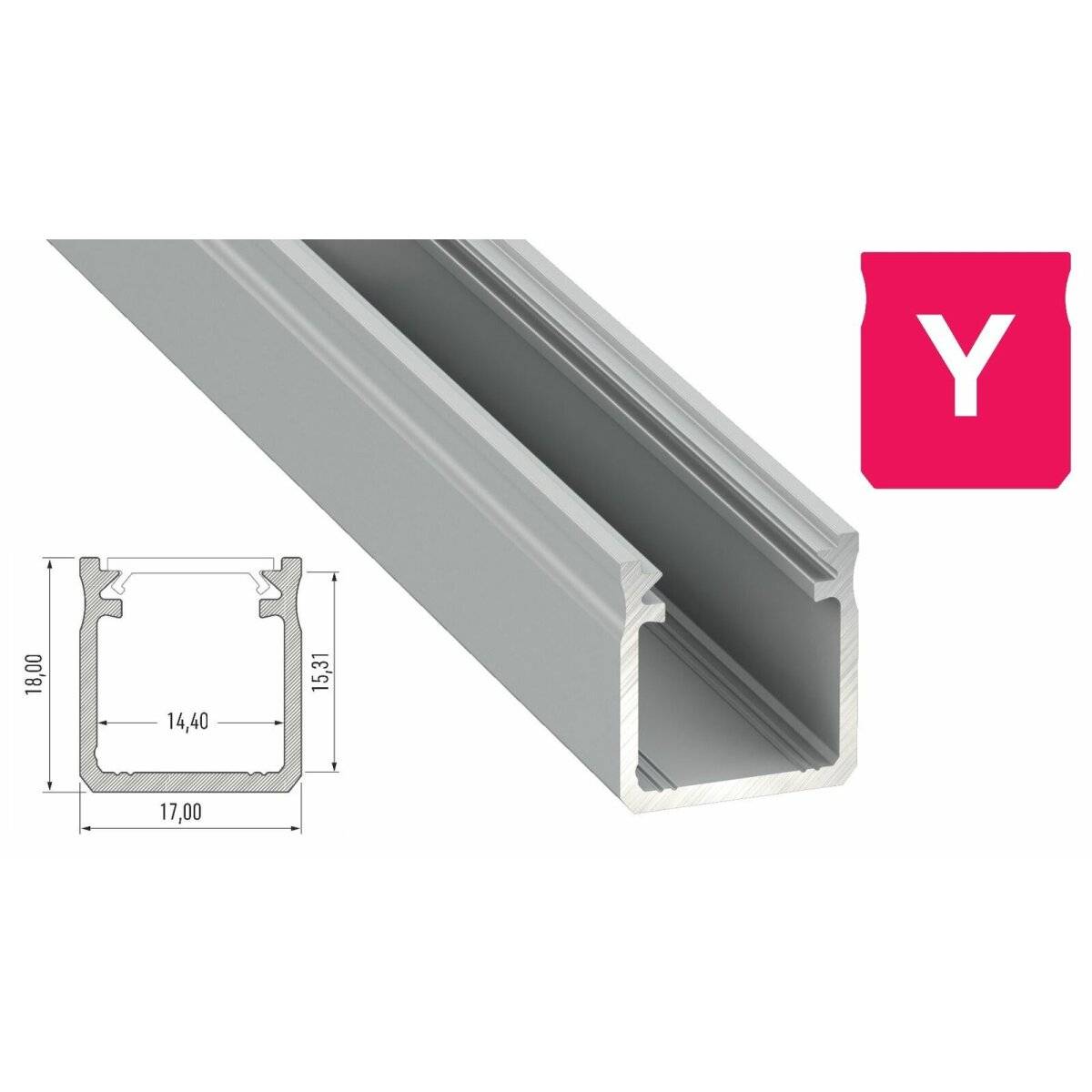 LED Aluminium Profil Leiste Inox | Typ RETO Vielseitig einsetzbar | Mit Endkappe | Milchig Abdeckung | 1m