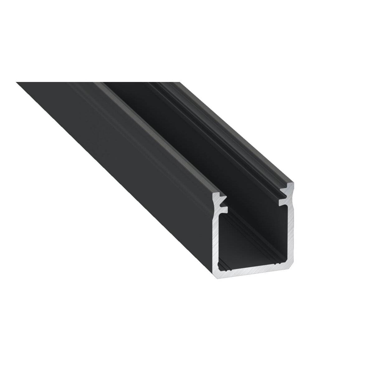 LED Aluminium Profil Leiste Schwarz | Typ RETO Vielseitig einsetzbar | Mit Endkappe | Schwarz Abdeckung | 1m