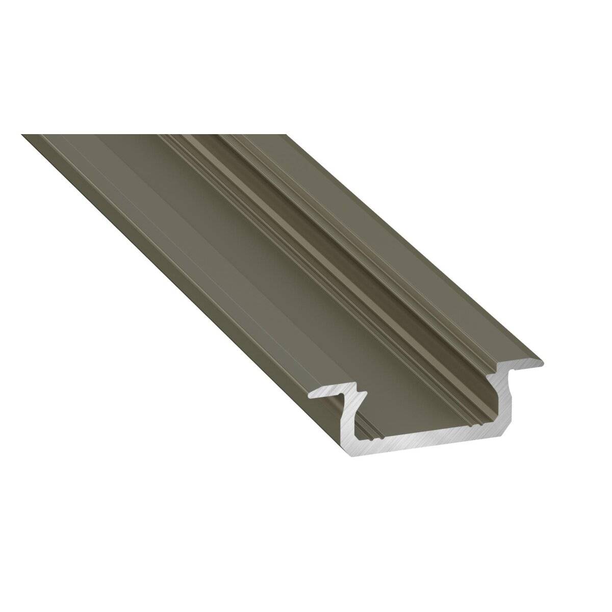 LED Aluminium Profil Leiste Inox | Typ DUAL | Mit Endkappe und Montagehalterung | Schwarz Abdeckung | 1m