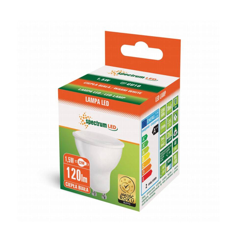 Spectrum LED GU10 1,5W = 22W Spot 110° Reflektor 230V Strahler 100lm Warmweiß 3000K