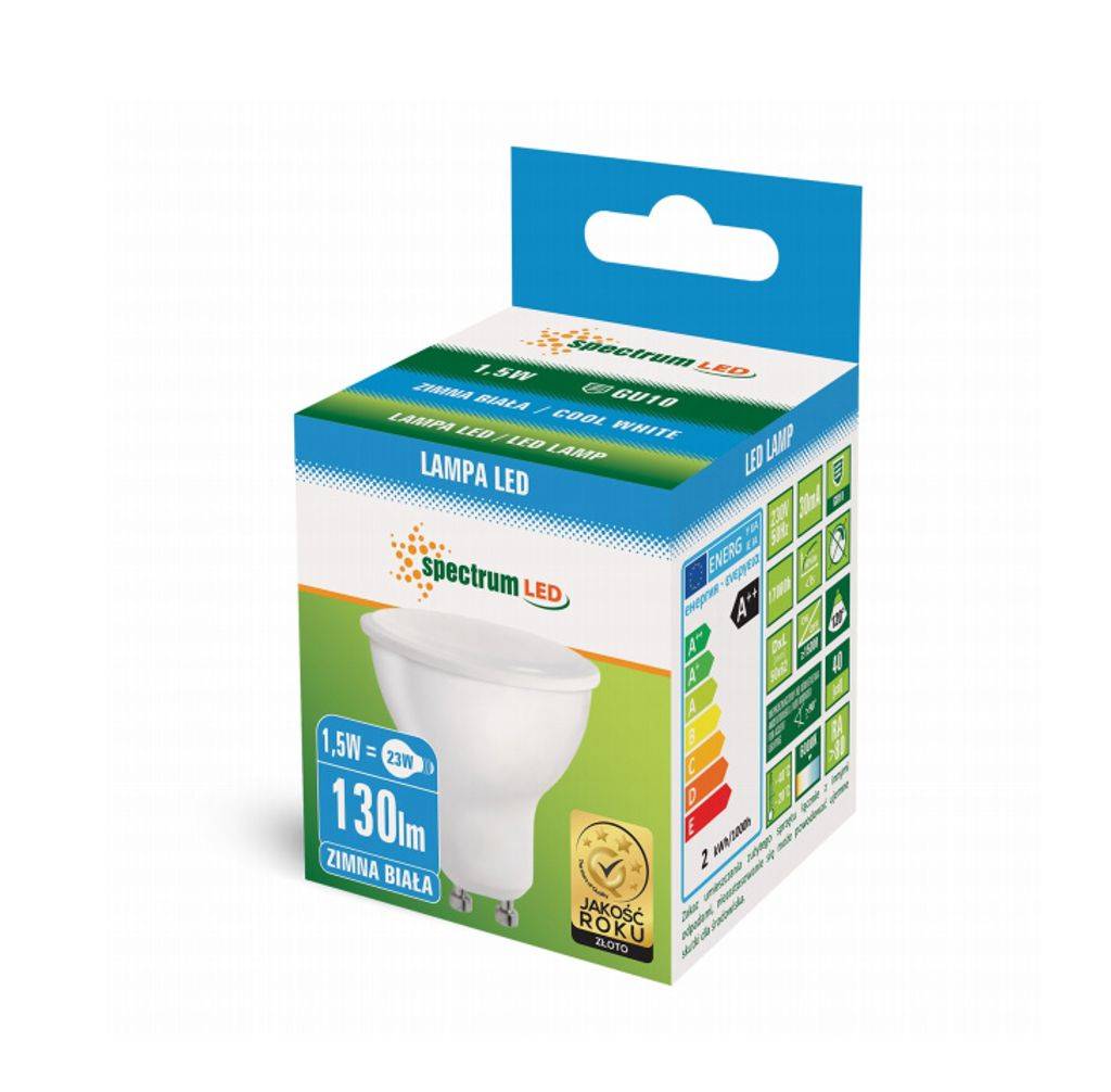 Spectrum LED GU10 1,5W = 23W Spot 120° Reflektor 230V Strahler 130lm Kaltweiß 6000K