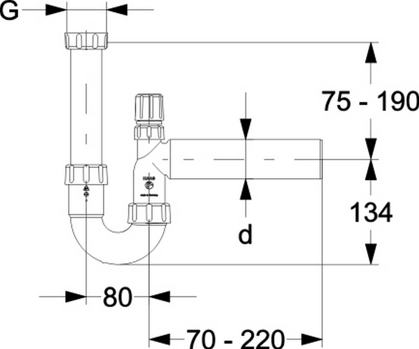 Haas PP-Röhrensiphon 1 1/2" DN40 mit Rohrbelüfter