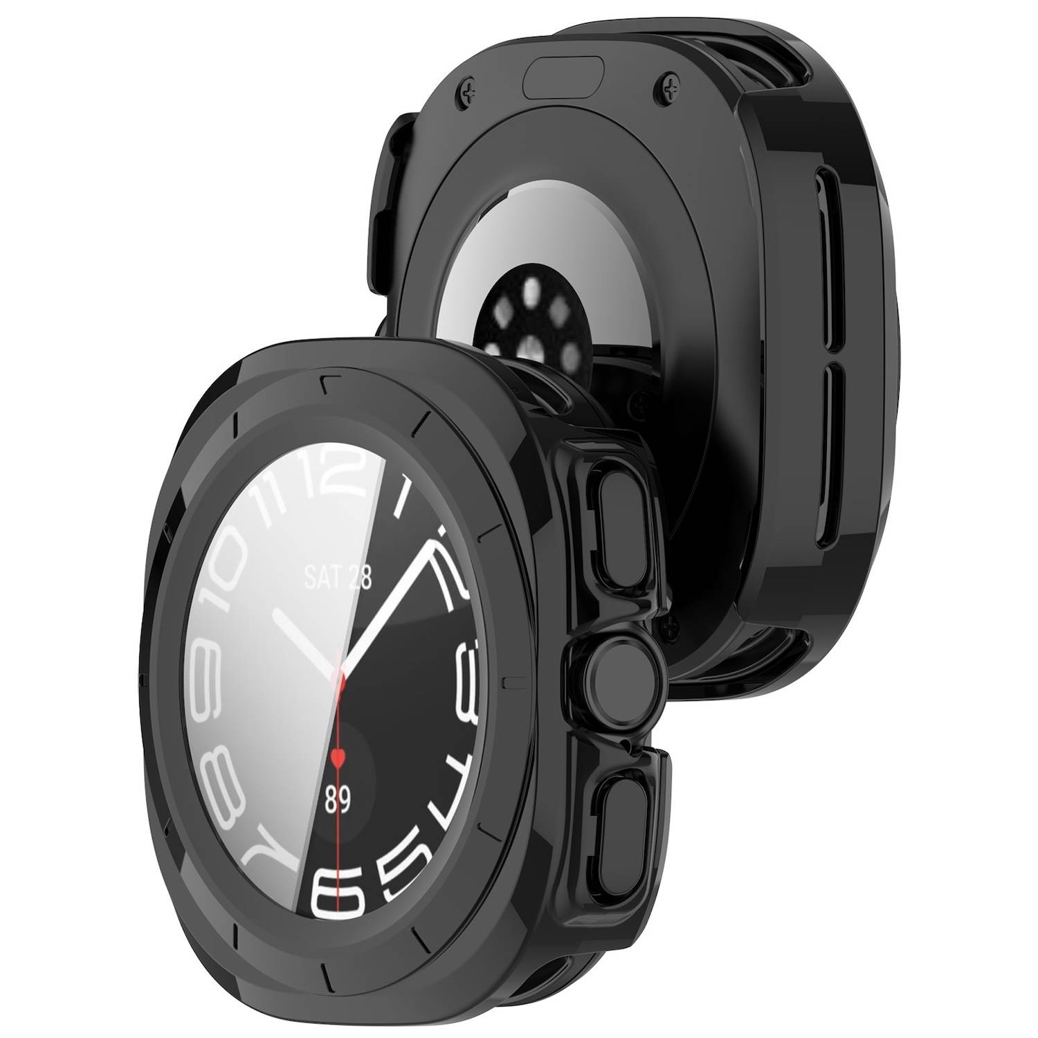 Für Samsung Galaxy Watch Ultra 47mm PC Watch Hülle + Hart Glas Schwarz