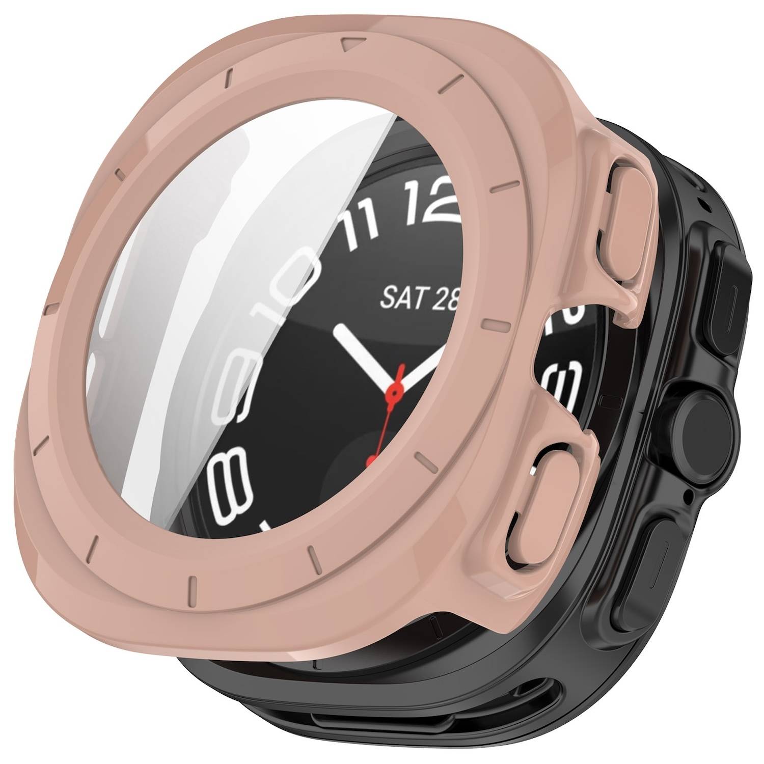 Für Samsung Galaxy Watch Ultra 47mm PC Watch Hülle + Hart Glas Pink