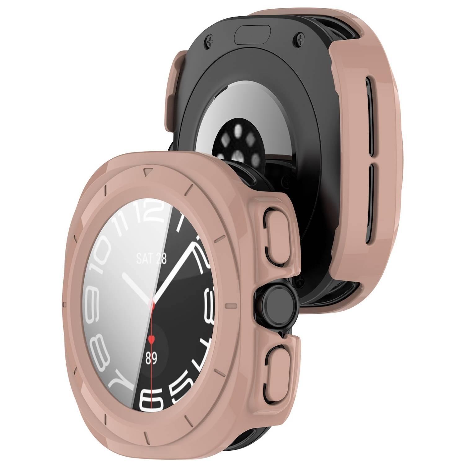 Für Samsung Galaxy Watch Ultra 47mm PC Watch Hülle + Hart Glas Pink