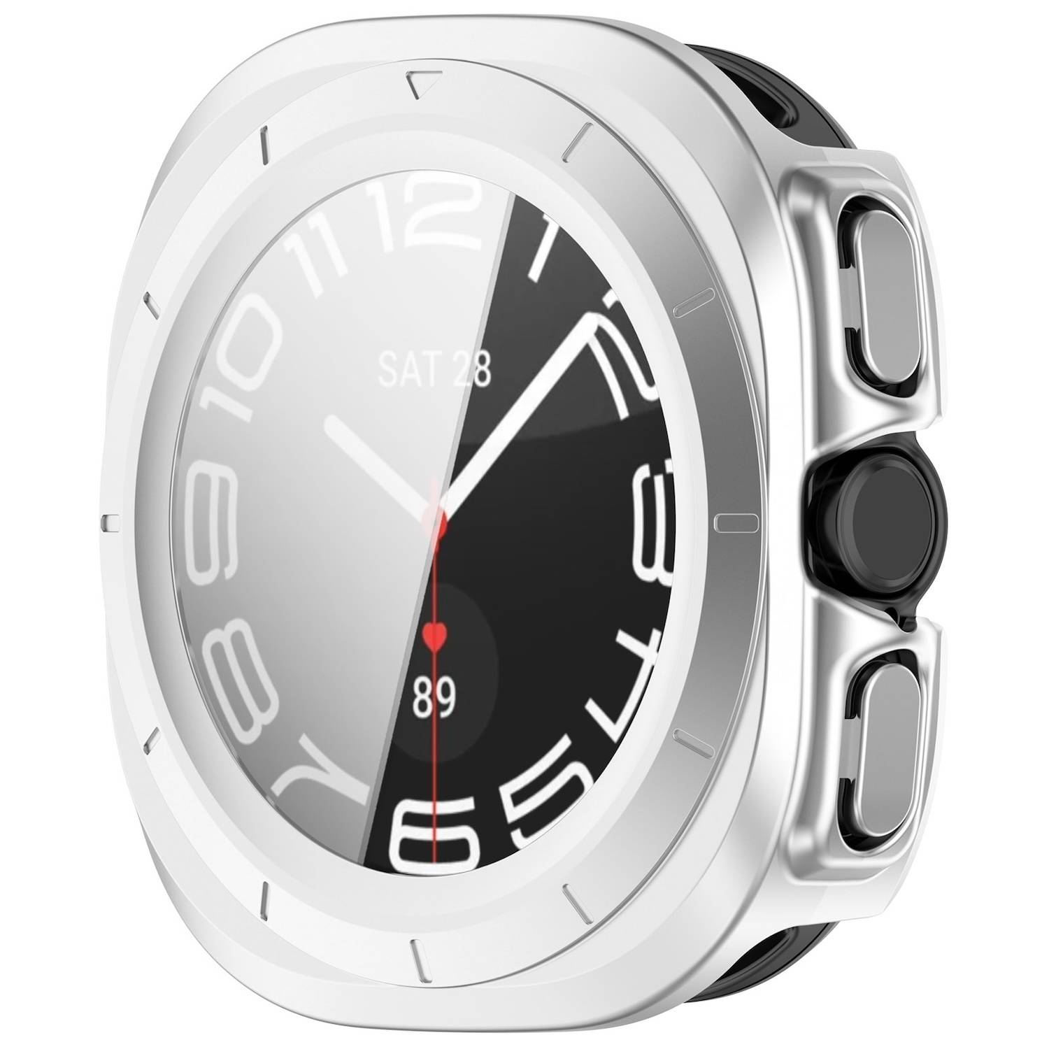 Für Samsung Galaxy Watch Ultra 47mm PC Watch Hülle + Hart Glas Silber