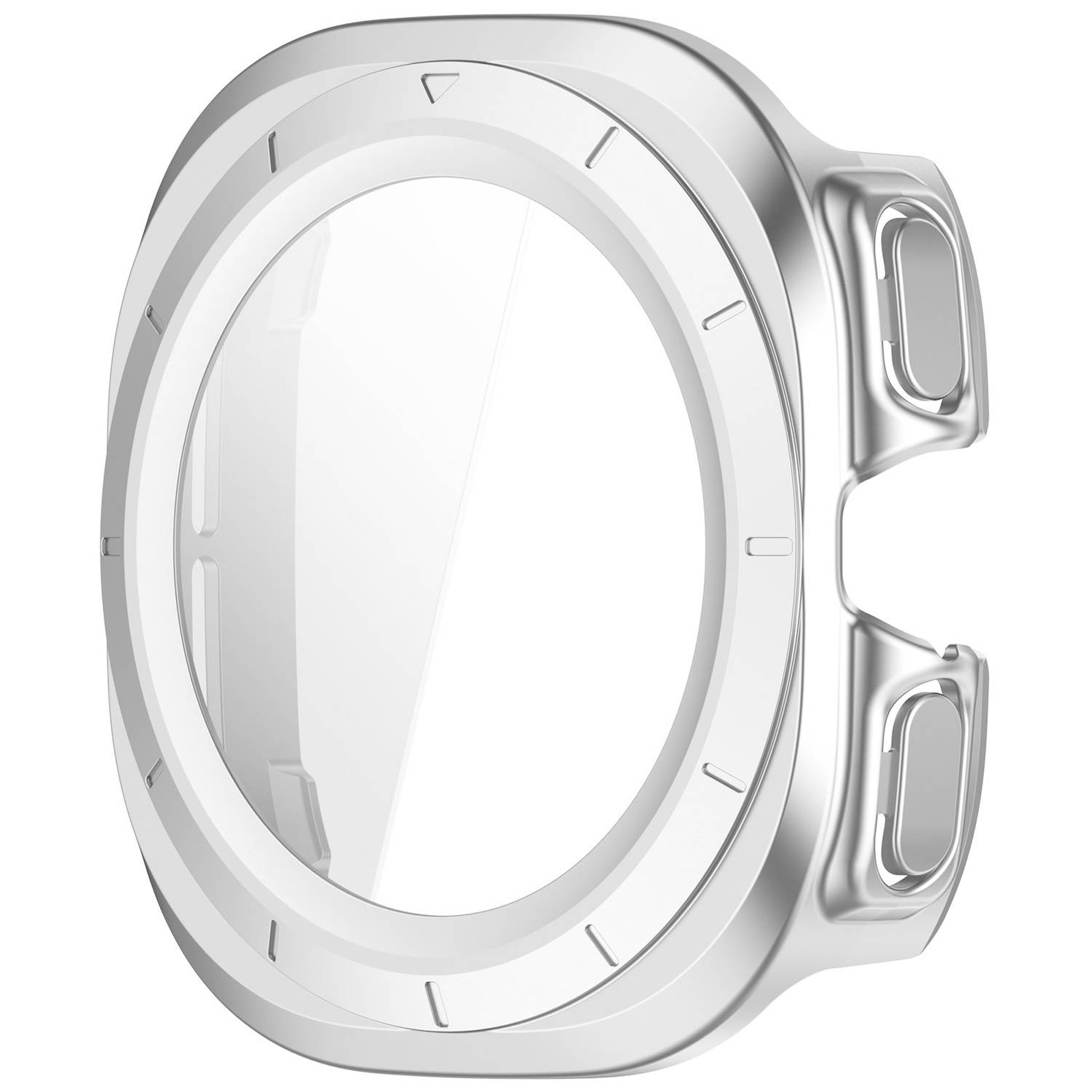 Für Samsung Galaxy Watch Ultra 47mm PC Watch Hülle + Hart Glas Silber