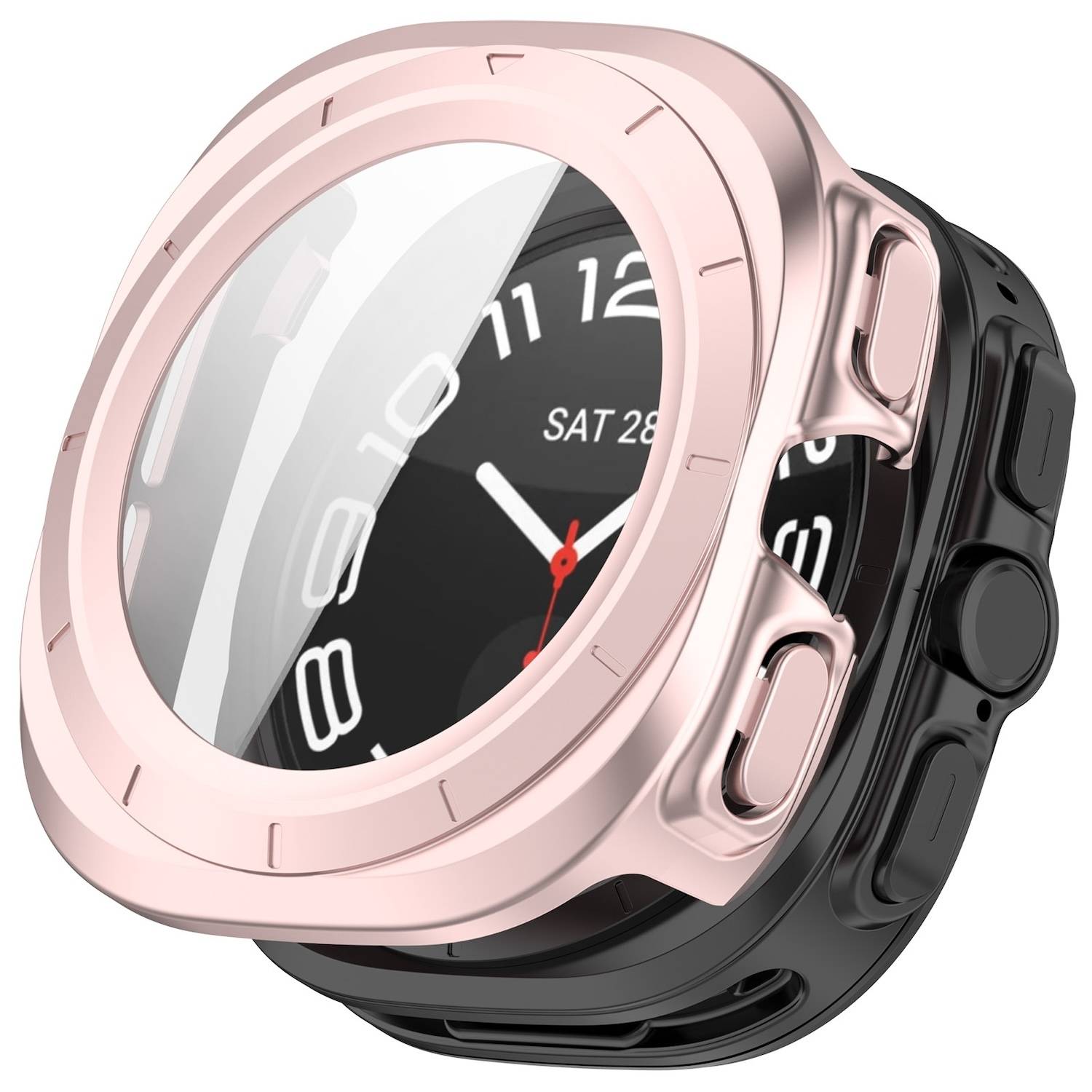 Für Samsung Galaxy Watch Ultra 47mm PC Hülle + Hart Glas Rose Gold