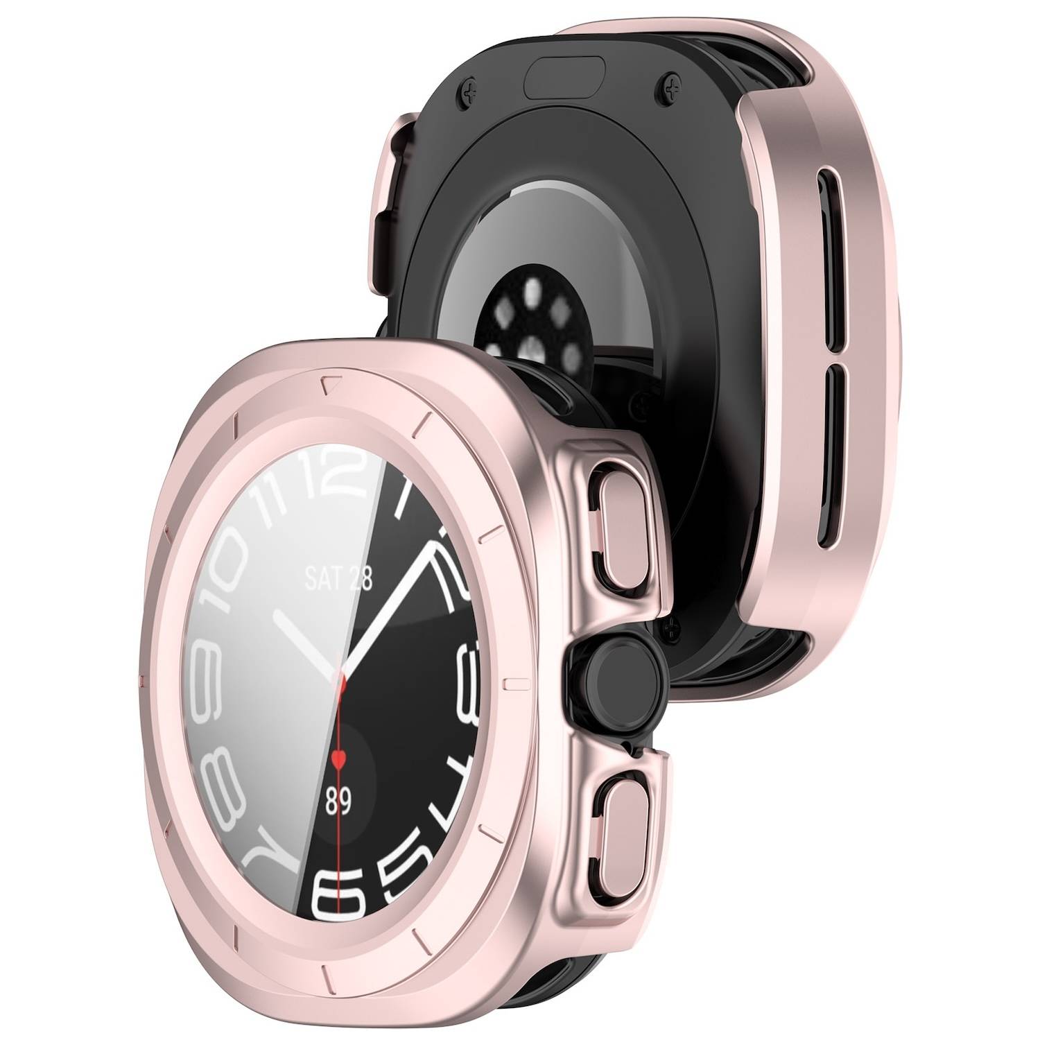 Für Samsung Galaxy Watch Ultra 47mm PC Hülle + Hart Glas Rose Gold