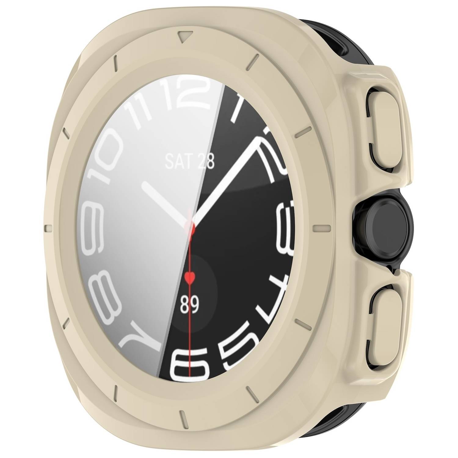Für Samsung Galaxy Watch Ultra 47mm PC Watch Hülle + Hart Glas Beige