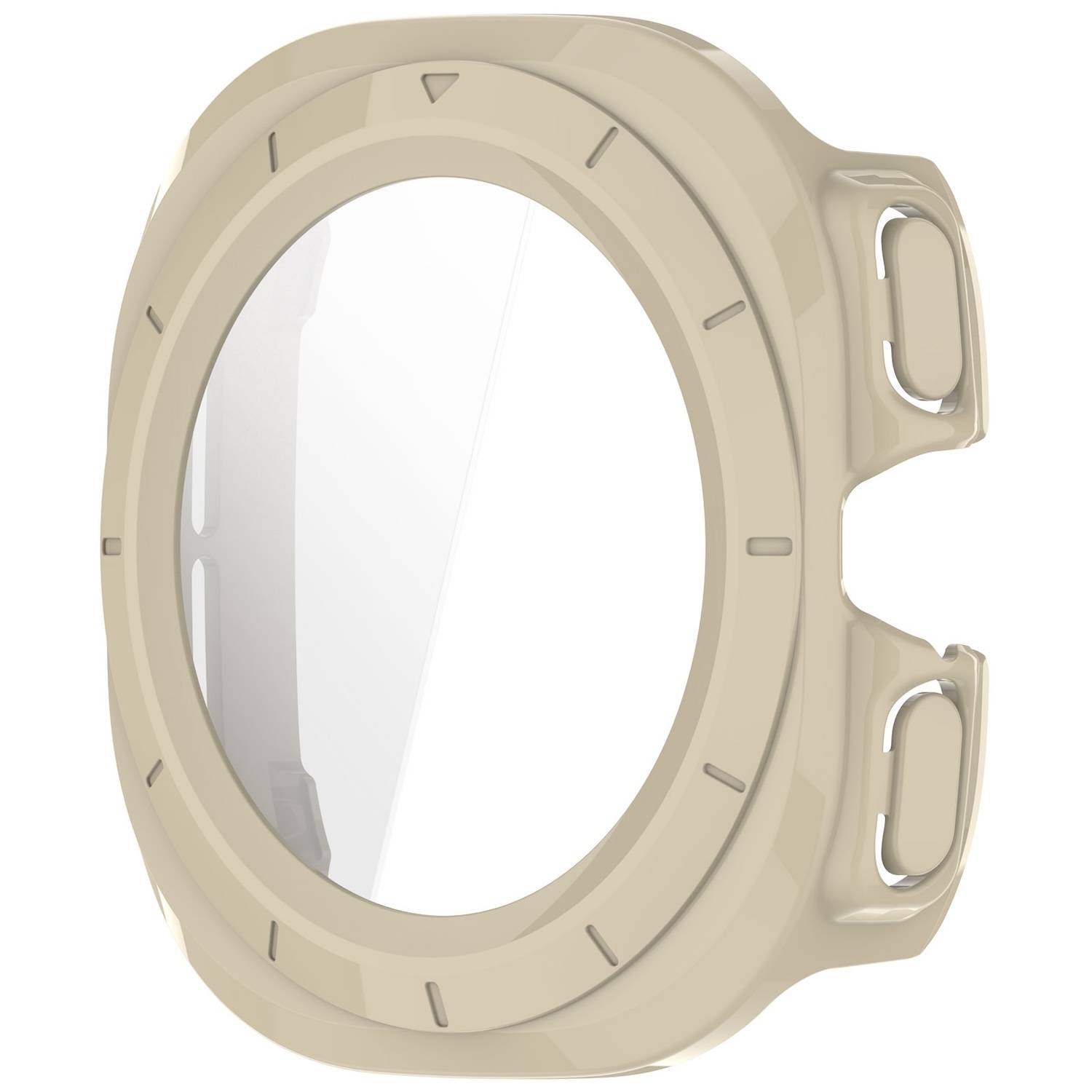 Für Samsung Galaxy Watch Ultra 47mm PC Watch Hülle + Hart Glas Beige