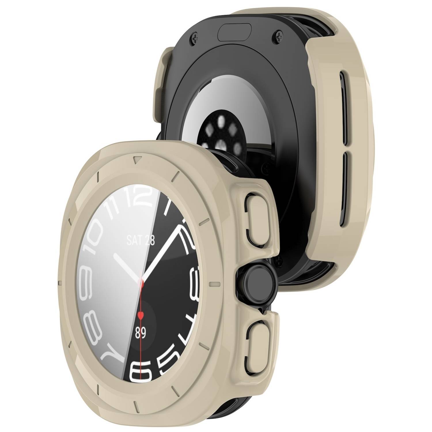 Für Samsung Galaxy Watch Ultra 47mm PC Watch Hülle + Hart Glas Beige
