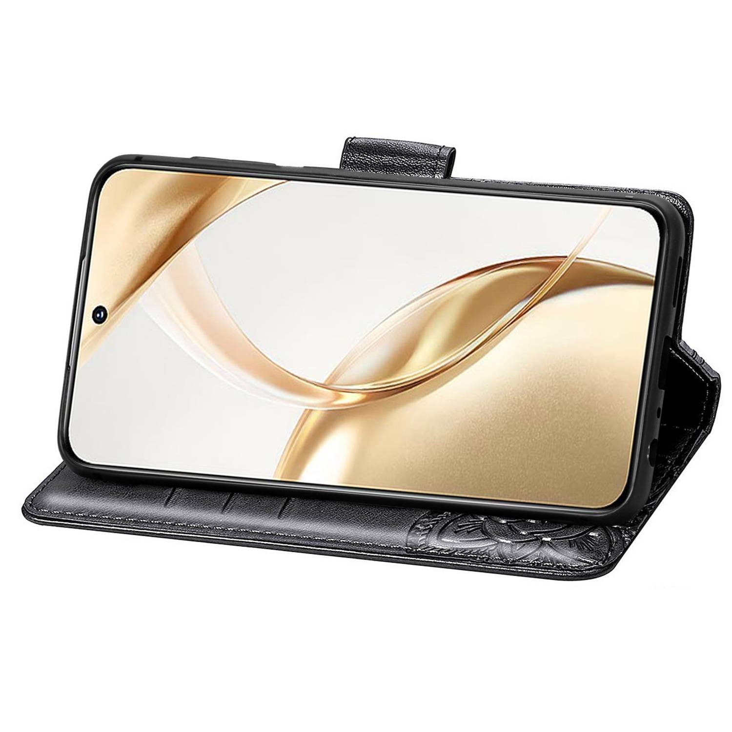 Für Honor 200 Kunstleder Wallet Tasche Design Schmetterling Schwarz