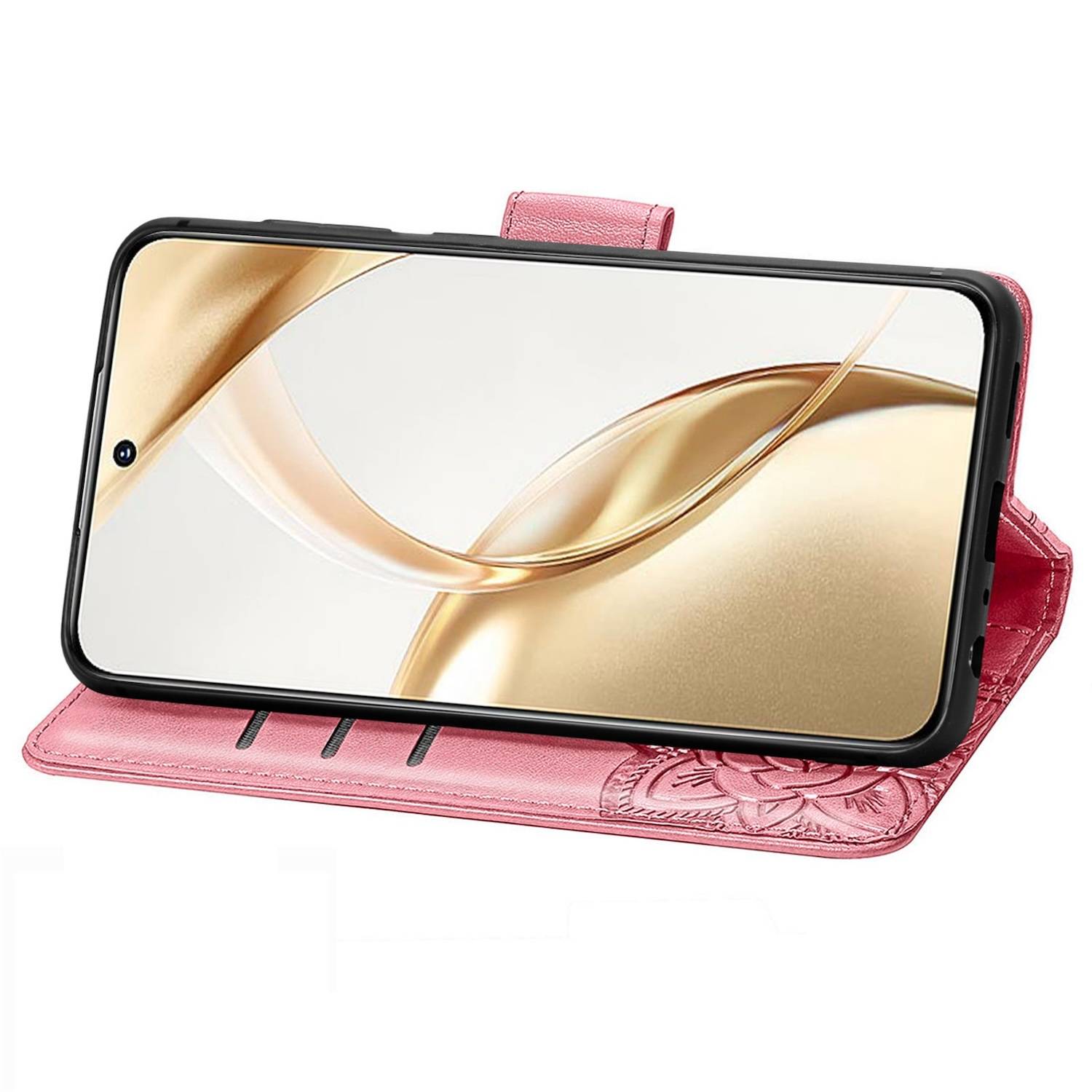 Für Honor 200 Kunstleder Wallet Tasche Design Schmetterling Hülle Pink