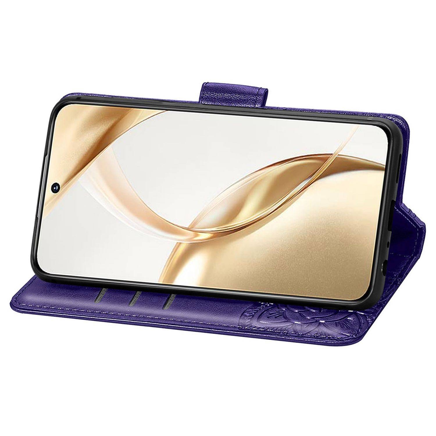 Für Honor 200 Kunstleder Wallet Tasche Design Schmetterling Hülle Lila