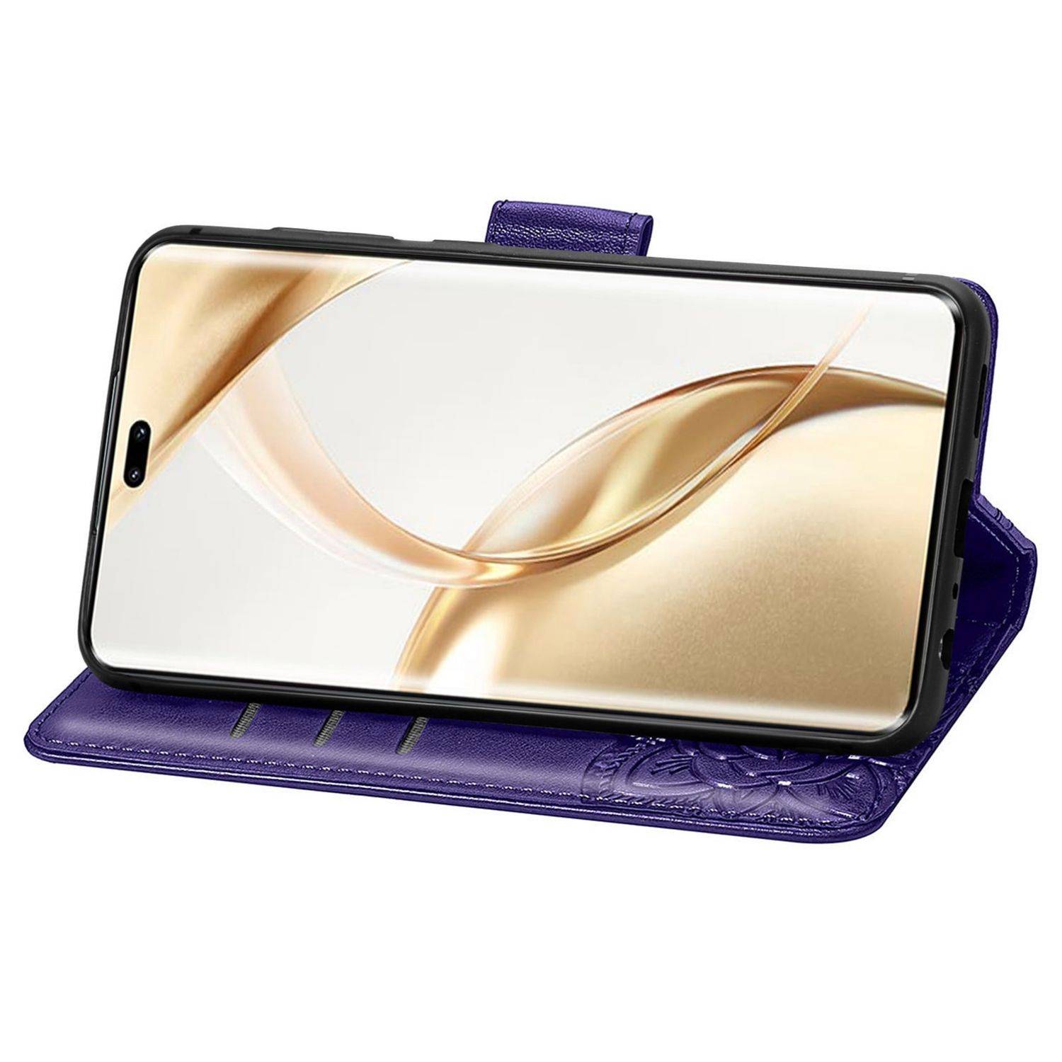 Für Honor 200 Pro Kunstleder Wallet Tasche Design Schmetterling Lila