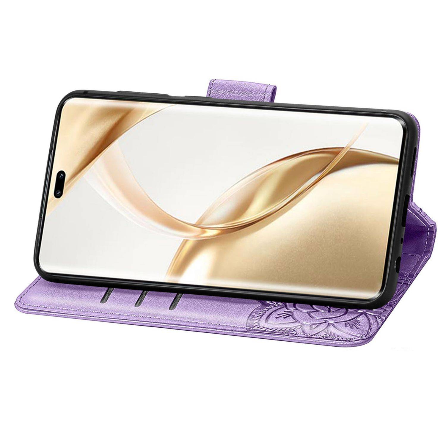 Für Honor 200 Pro Kunstleder Wallet Tasche Schmetterling Hell-Lila