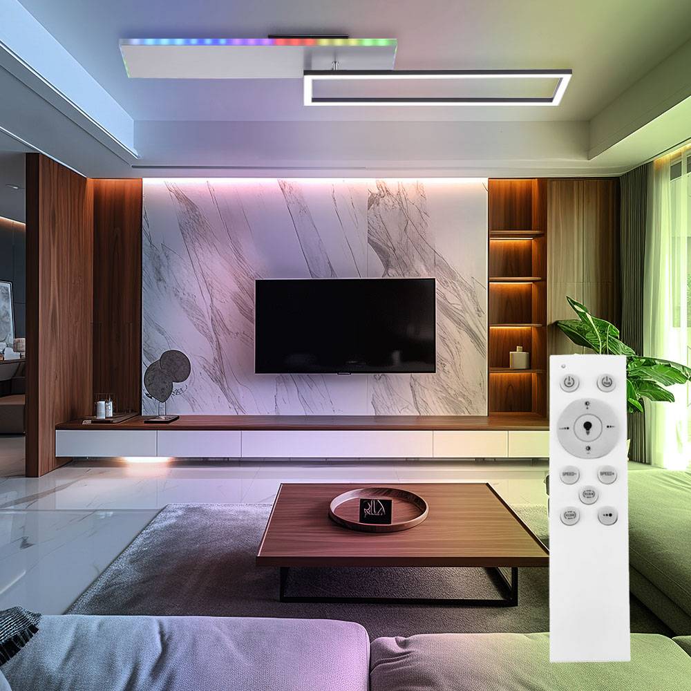 Deckenleuchte dimmbar Wohnzimmerlampe Regenbogen Nachtlicht Deckenlampe Fernbedienung LED, Memory, 1x LED 31W 2200lm 2700-5000 Kelvin, LxBxH