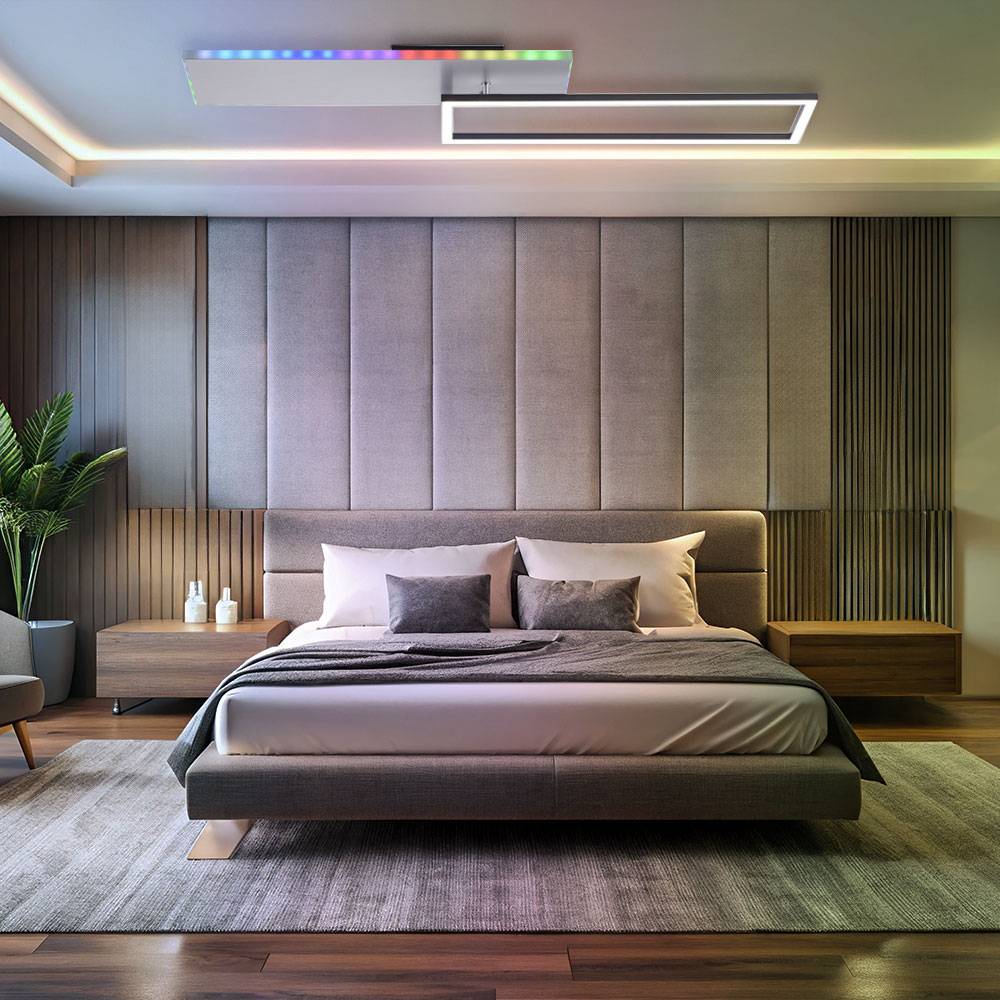 Deckenleuchte dimmbar Wohnzimmerlampe Regenbogen Nachtlicht Deckenlampe Fernbedienung LED, Memory, 1x LED 31W 2200lm 2700-5000 Kelvin, LxBxH