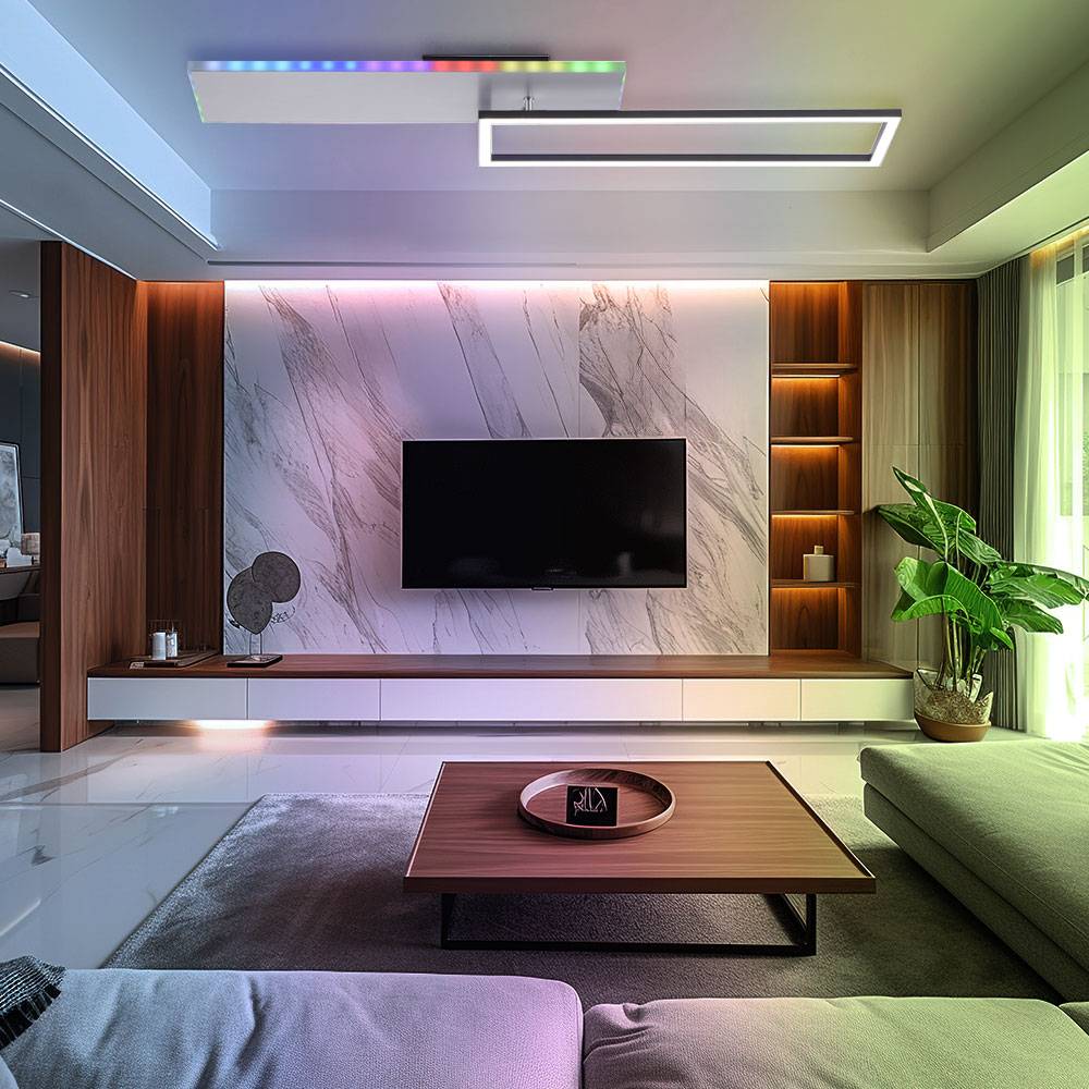 Deckenleuchte dimmbar Wohnzimmerlampe Regenbogen Nachtlicht Deckenlampe Fernbedienung LED, Memory, 1x LED 31W 2200lm 2700-5000 Kelvin, LxBxH