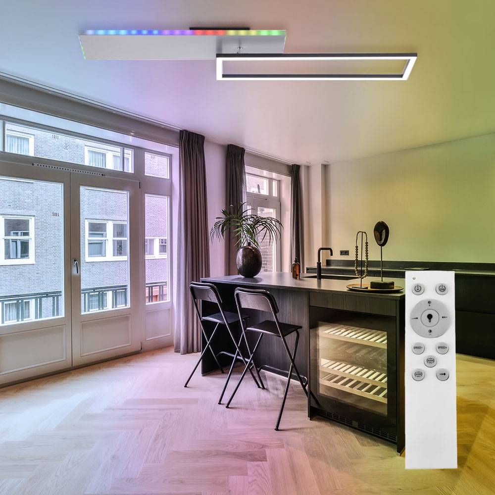 Deckenleuchte dimmbar Wohnzimmerlampe Regenbogen Nachtlicht Deckenlampe Fernbedienung LED, Memory, 1x LED 31W 2200lm 2700-5000 Kelvin, LxBxH