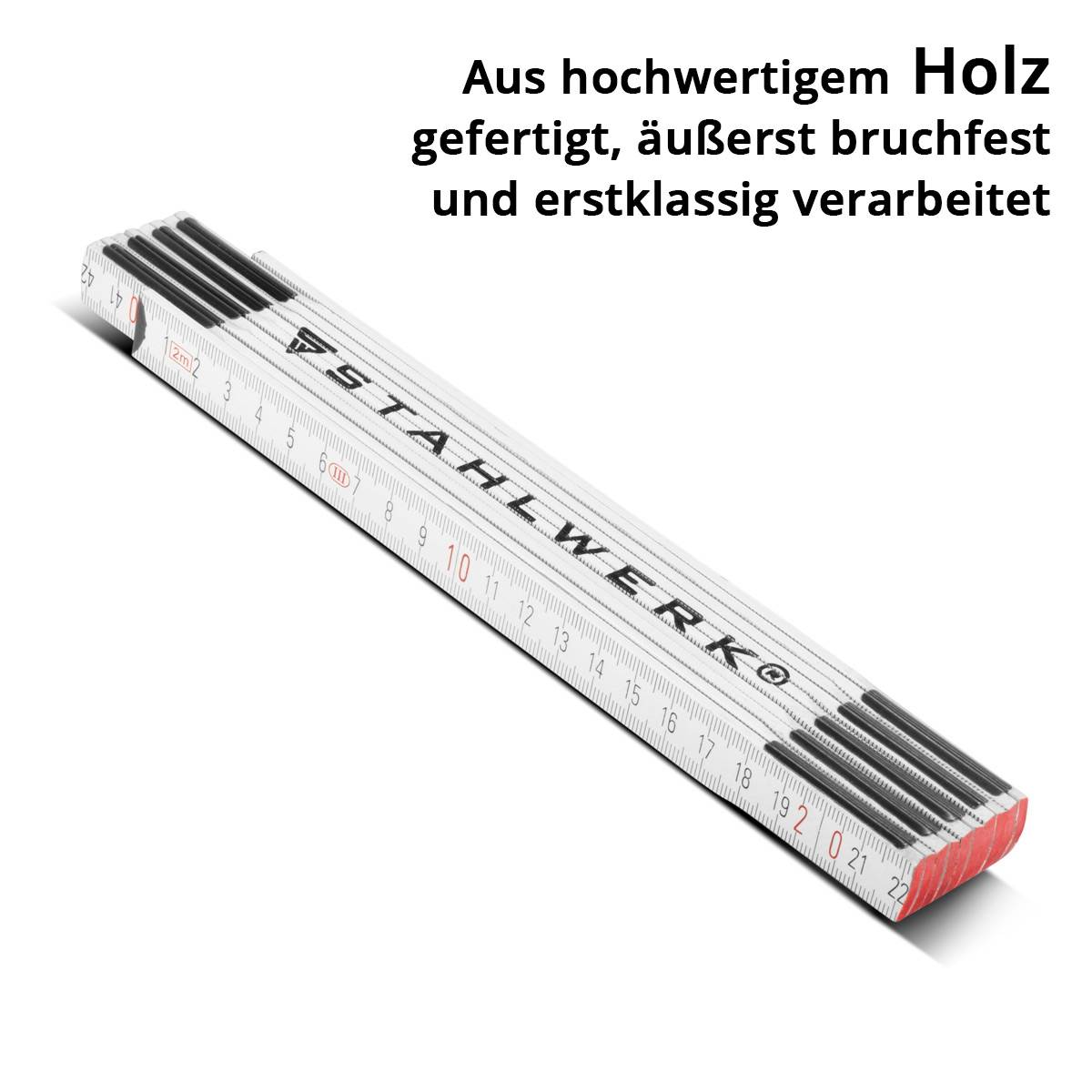 STAHLWERK Zollstock 3er Set 2 Meter präziser Holz-Gliedermaßstab, Meterstab