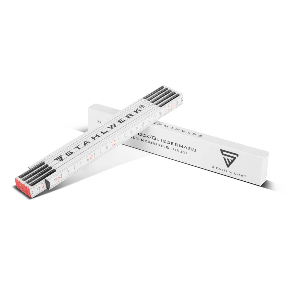 STAHLWERK Zollstock 3er Set 2 Meter präziser Holz-Gliedermaßstab, Meterstab