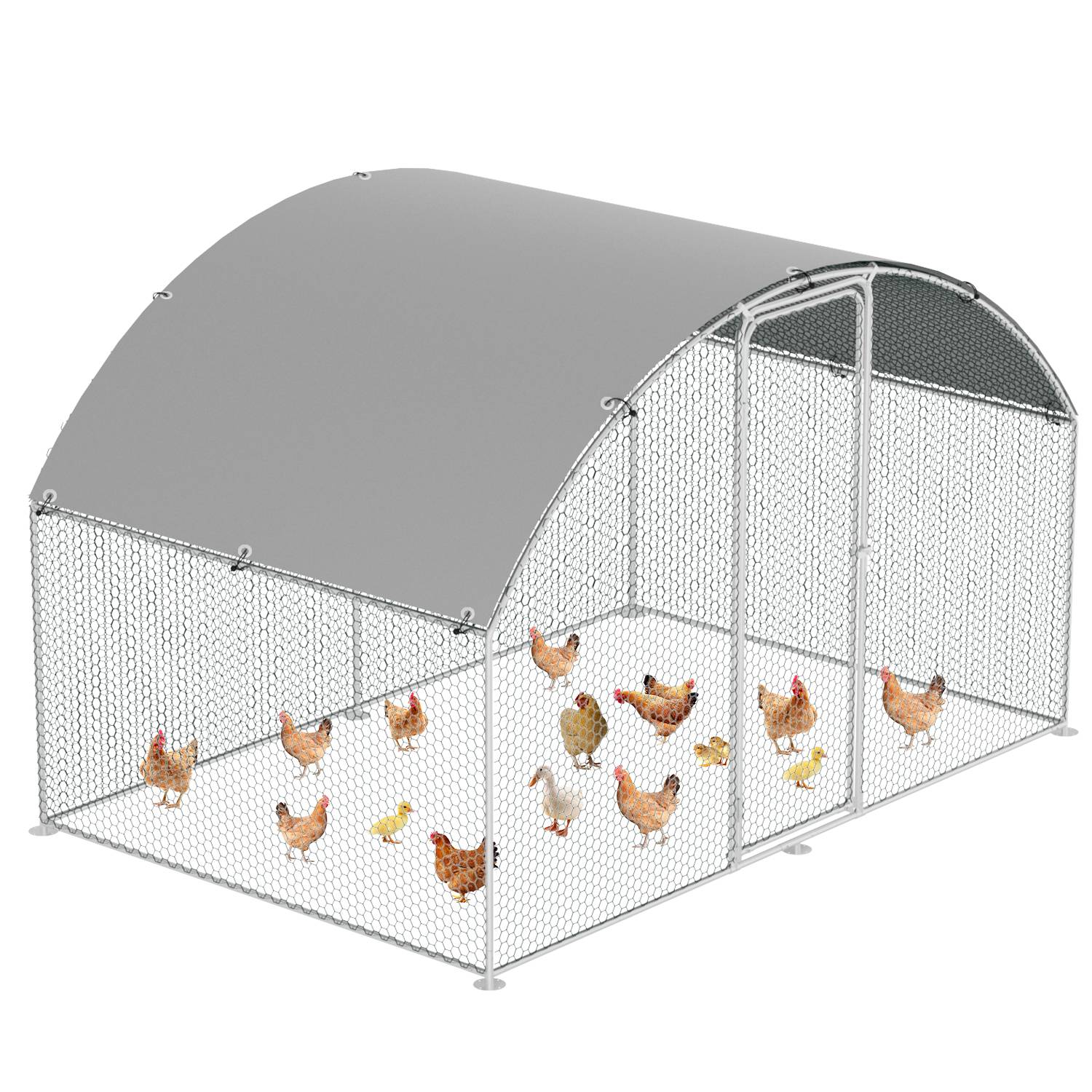 Freilaufgehege – Hühnerstall Kuppeldach aus Metall begehbar, Tür & Riegel – Freigehege für Hühner, Kleintiere & Pflanzen - 3x2x2m mit 6 m² La