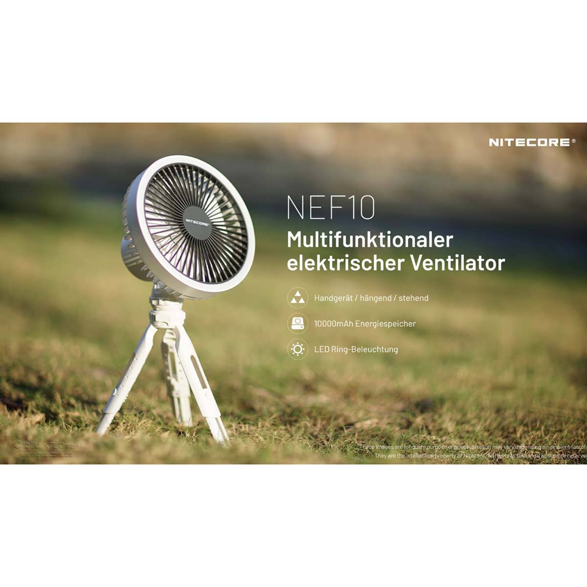 Nitecore NEF10 Ventilator mit Licht & Powerbank - Weiß