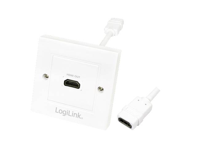 Logilink HDMI Adapter, wall socket, 1-port, white Multimedia-Technik HDMI-Adapter