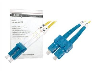 DIGITUS LWL Patchkabel LC -> SC 10.00m Singlemode Duplex OS2 Multimedia-Technik Lichtwellenleiterkab