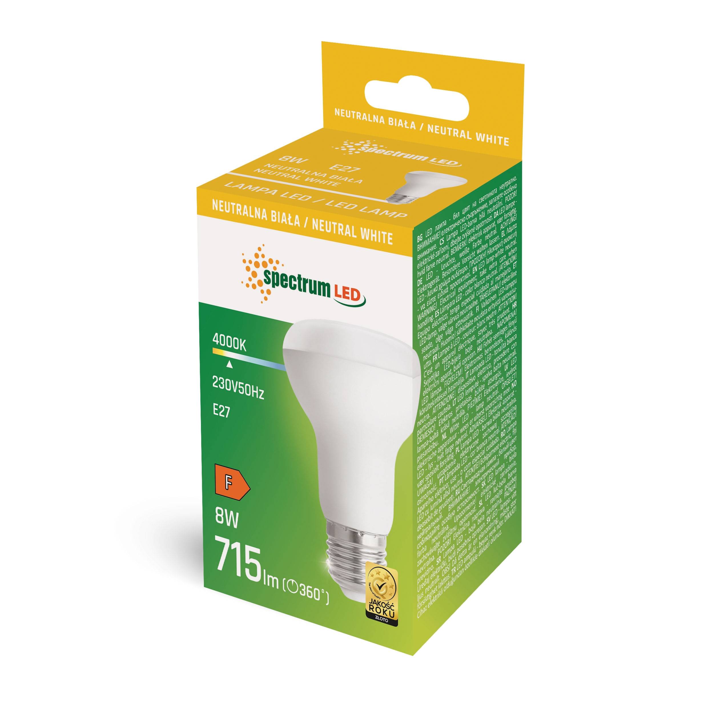 Spectrum LED E27 R63 8W Pilzform 110° 640lm 230V Neutralweiß 4000K